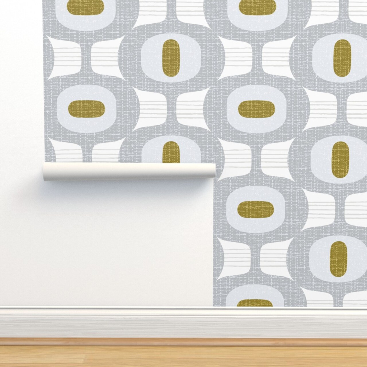 Mid Mod Orbs Retro Modern 70S 60S Midcentury Custom Pre-pasted Wallpaper by Spoonflower Pre-Pasted Wallpaper 2FT Wide